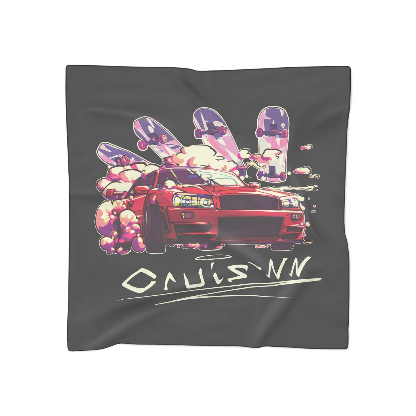 Cruis'nn Drift tapestryCruis'nn drift is a hand drawn design made to capture drift culture with the red R34, as well as the skateboarding community with the skateboards in the background. This captures the whole brand of Cruis'nn, which is to share the lo